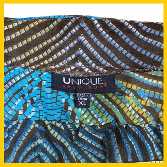Unique Spectrum Geo Pattern Square Neck Blouse XL - Picture 6 of 7